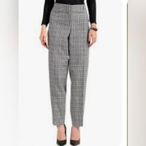 Hugo Boss Tilina plaid flat front lightweight wool blend straight leg pants